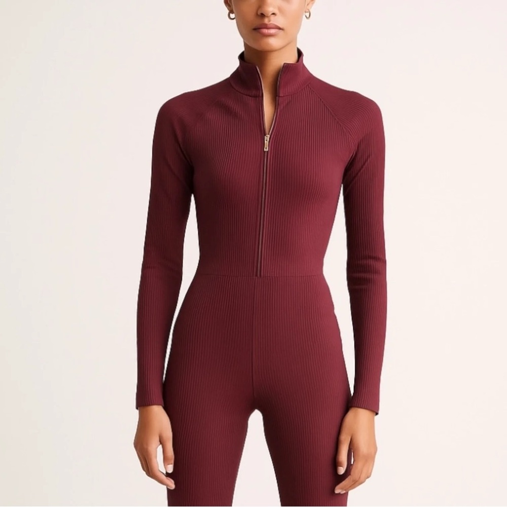 Athleta x Alicia Keys Size L Goddess Full-Length Half-Zip Ribbed Bodysuit